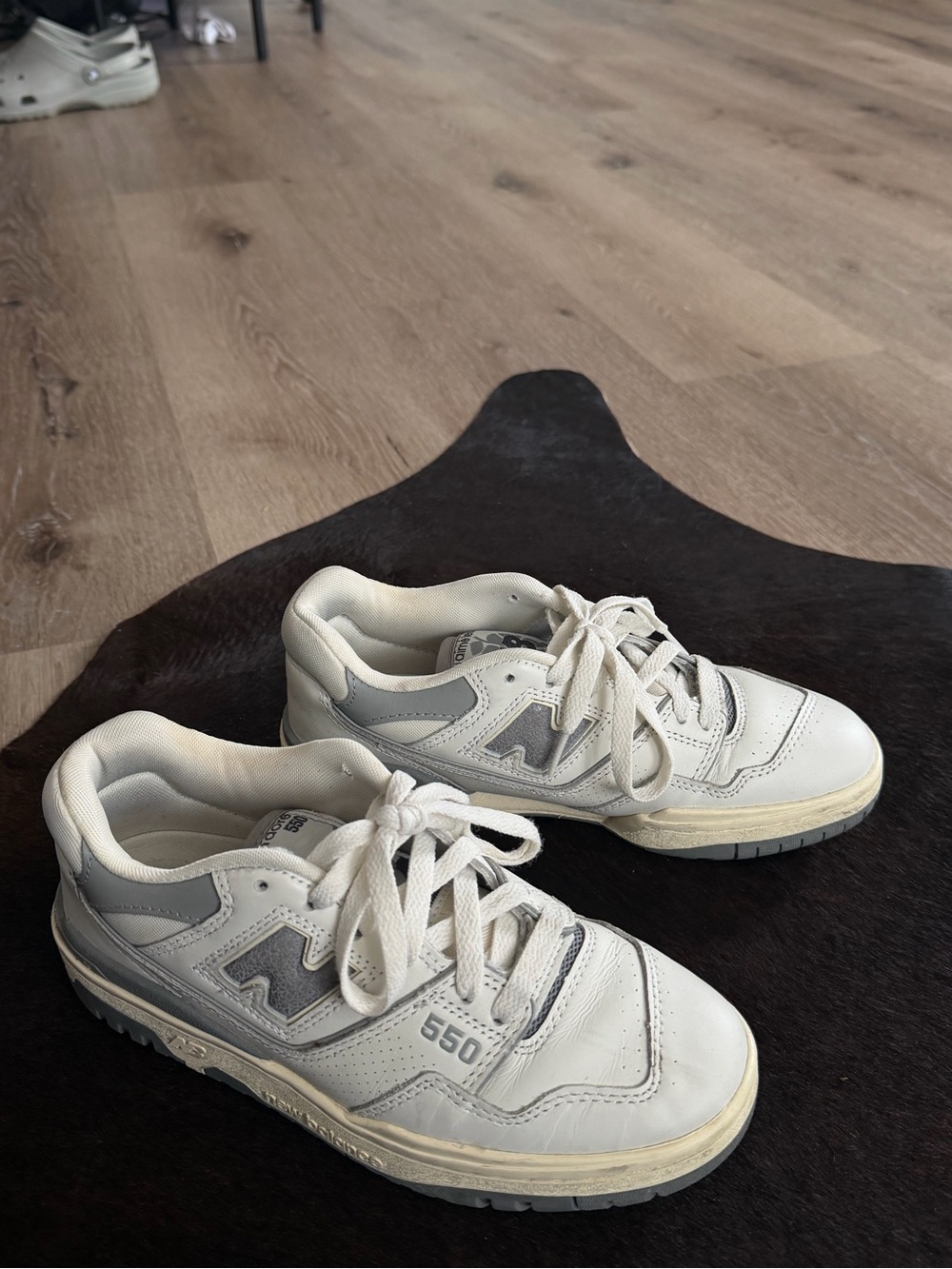Aime Leon Dore New Balance 550 White and Gray Low-Top Sneakers